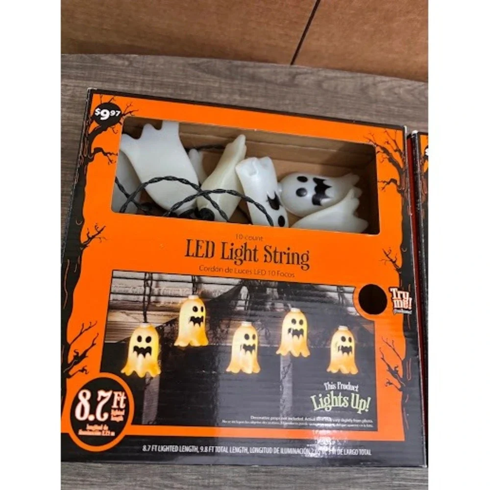 2 Pack Halloween Ghost LED Light String 20 Count 8.7ft Battery Operated Decor